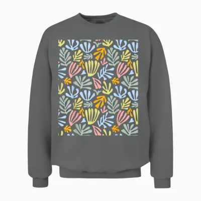 Matisse Inspired Painting - Abstract Botanical Floral T-Shirt, Black, S Unisex Sweatshirt - Graphite Heather