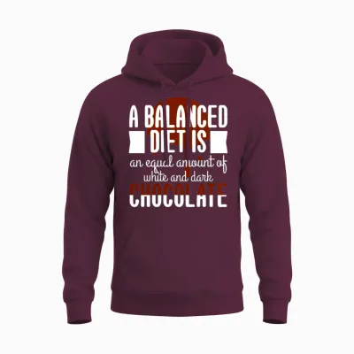 White Dark Chocolate Balanced Diet Unisex Hoodie - Maroon