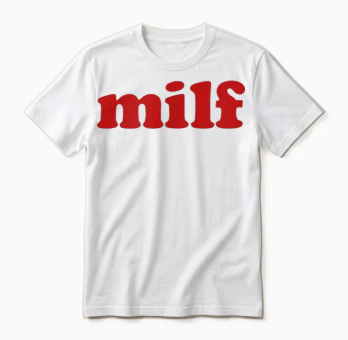Milf Y2k Aesthetic T-Shirt, White, S Unisex T-Shirt in White