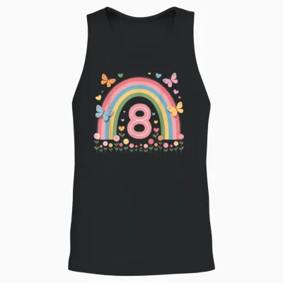 Geburtstag 8 Mädchen Regenbogen Fee Fünfter 8 Jahre Alt Unisex Tank Top - Black