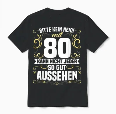 Mens 80th Birthday Please No Envy 80th Birthday T-Shirt, Black Unisex T-Shirt - Black