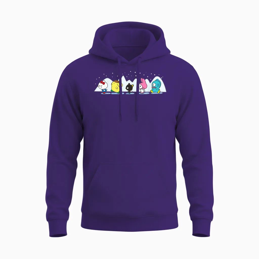 Sanrio Characters Holiday Ice Skating Unisex Hoodie in Purple