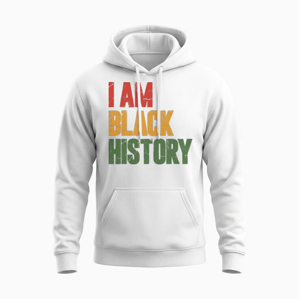 I Am Black History Unisex Hoodie in White