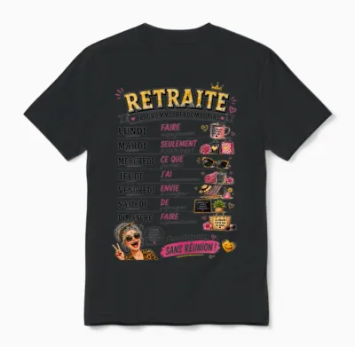 Retired Gift Woman Funny Retirement Weekly Program Unisex T-Shirt - Black