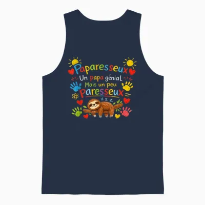 Cadeau Papa Original Paresseux Paparesseux Fête Pères Noël Unisex Tank Top - Navy