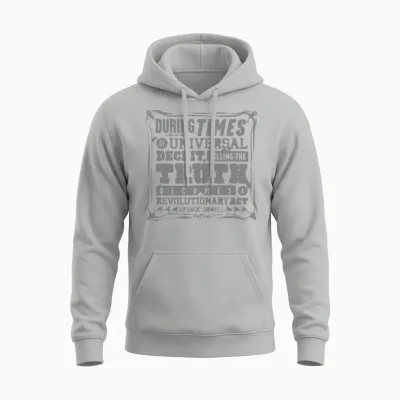 Orwell Quote Revolutionary Act Unisex Hoodie - Ash