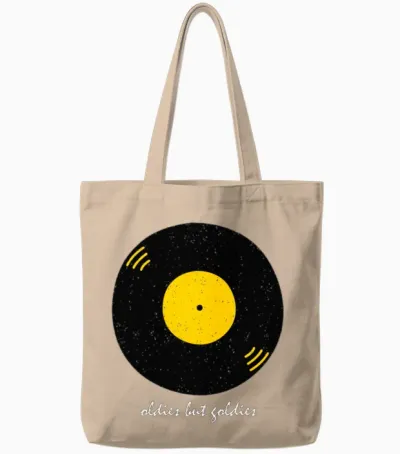 Vintage Music Vinyl Retro Tote Bags - Natural