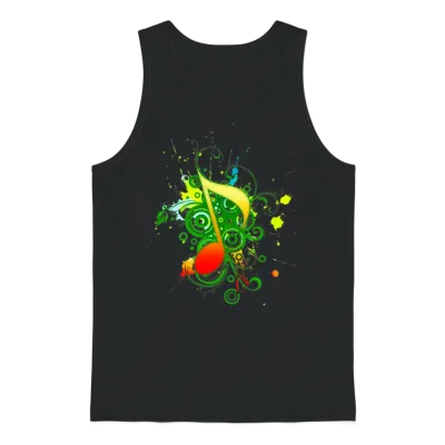 Music Note Unisex Tank Top - Black