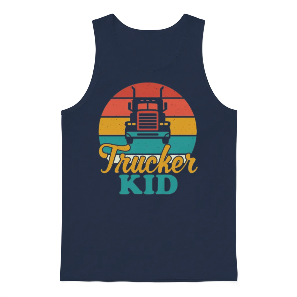 Trucker Kid - Retro Style Truckers Unisex Tank Top - Navy