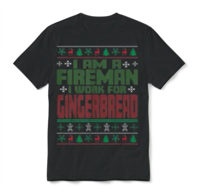 Firefighter Christmas Saying Unisex T-Shirt - Black
