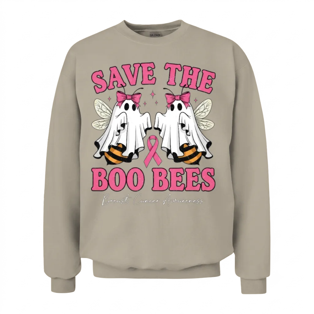 Save the Boo Bees Breast Cancer Awareness Unisex Sweatshirt - Sand