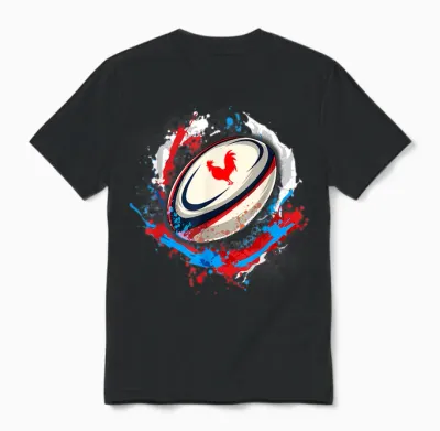 Rugby Shirt Player Child Man Flag Rooster Men Women T-Shirt, Black, S Unisex T-Shirt - Black