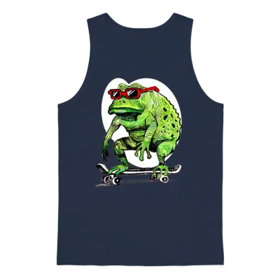 Skater Froggie Unisex Tank Top - Navy