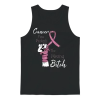 Cancer You Picked the Wrong Bitch Breast Cancer Unisex Tank Top - Black – 1
