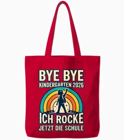 Kinder Bye Bye Kindergarten 2026 Einschulung Tote Bags - Red