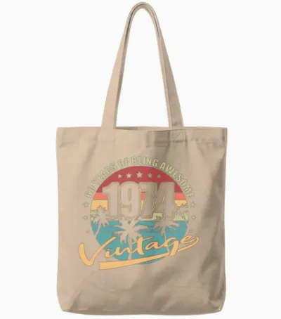 50th Birthday Vintage 1974 50 Years Tote Bags - Natural