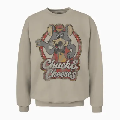 Chuck E. Cheese Classic Entertainer Portrait Distressed Unisex Sweatshirt - Sand