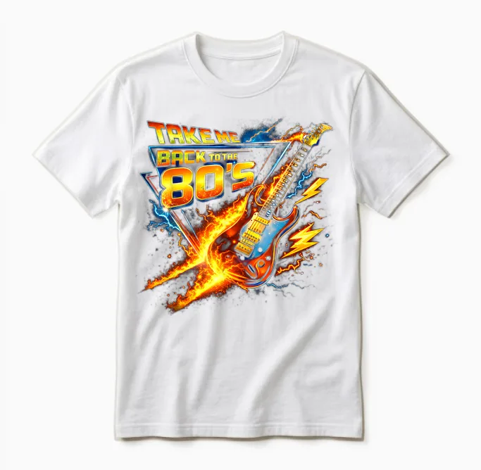 Take Me Back to the 80s Rock Music Nostalgia Throwback Unisex T-Shirt in White