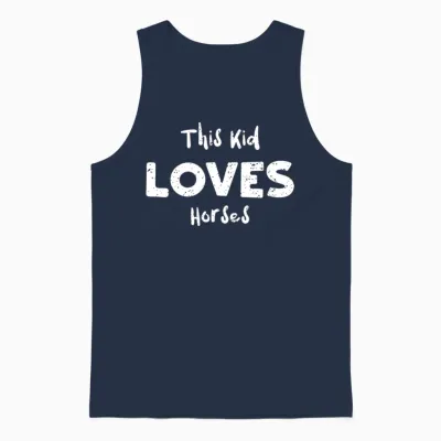 This Kid Loves Horses - Horse Unisex Tank Top - Navy