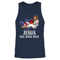 Jesus Has Your Back Bjj Funny Jiu Jitsu Unisex Tank Top - Navy – 2