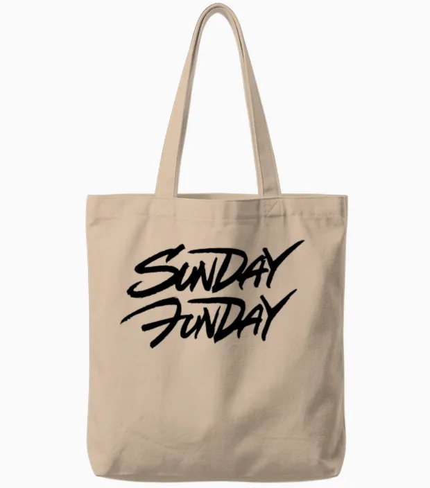Sunday Funday Tote Bags in Natural