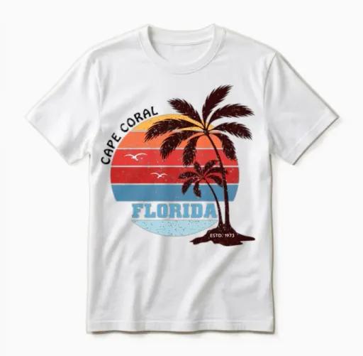 Cape Coral Est.1973 Vintage Florida Summer Gift Unisex T-Shirt in White