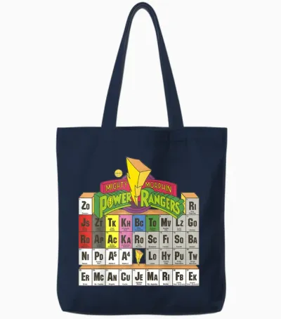 Power Rangers Vintage Colour Periodic Table Tote Bags - Navy