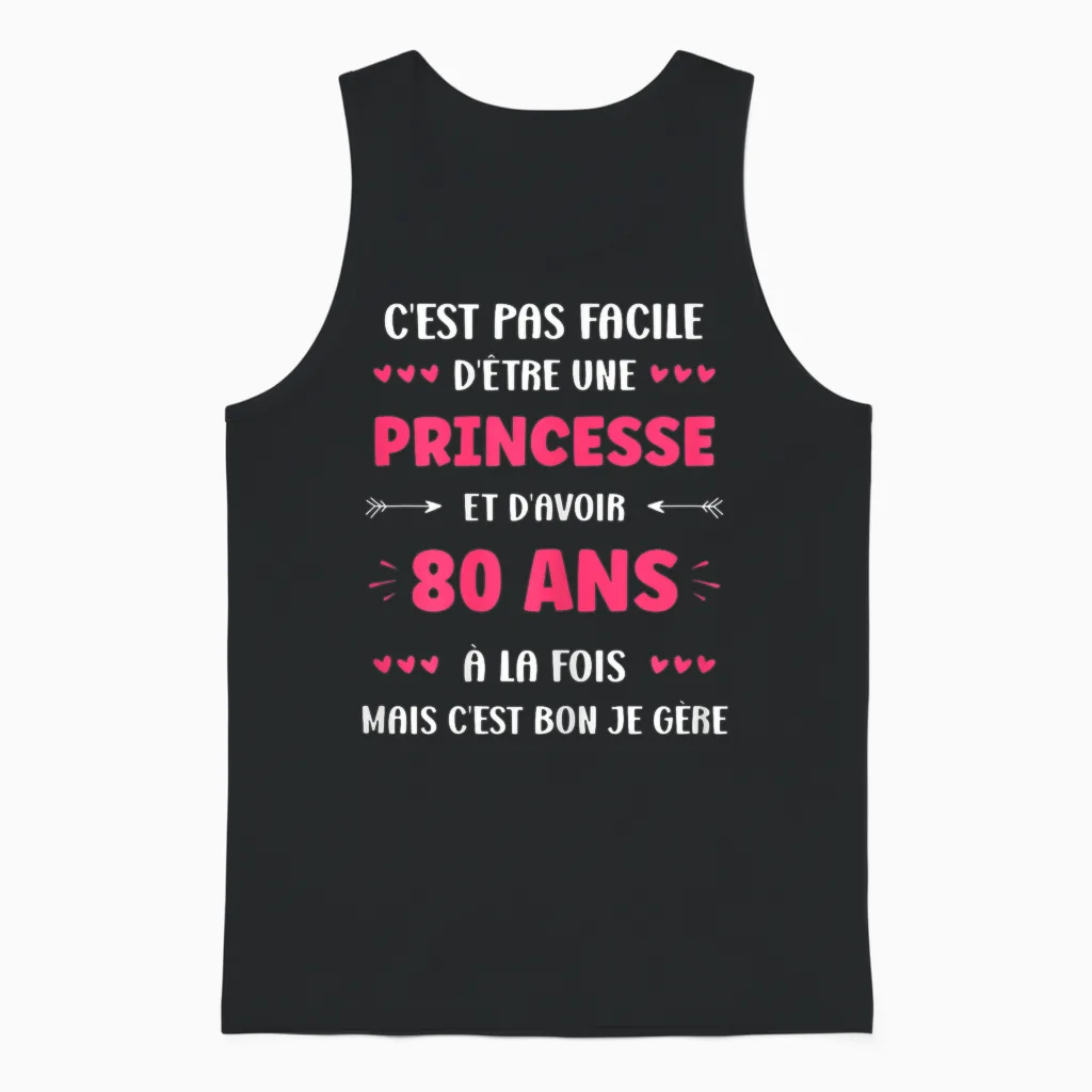 Fille 80 Ans Drole Princesse Anniversaire Humour 80 Ans Unisex Tank Top in Black