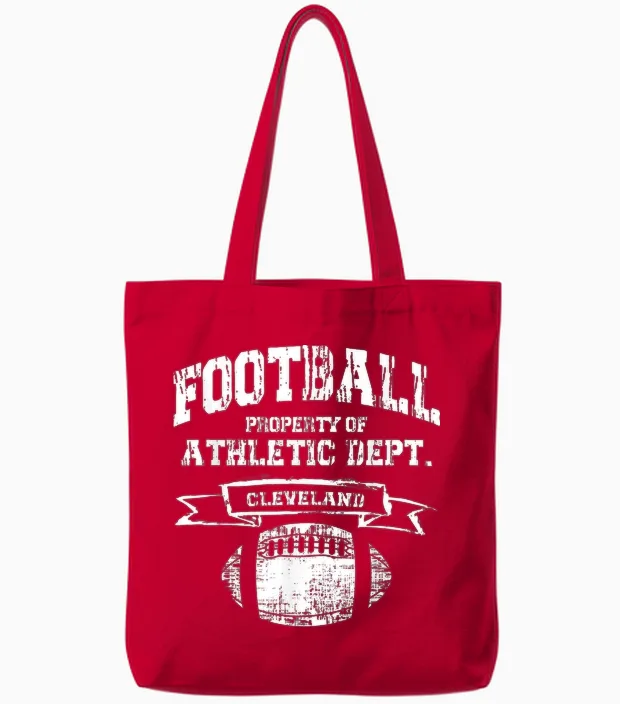 Fußballeigentum in Cleveland Der Athletic Dept. Retro-Grunge Tote Bags in Red