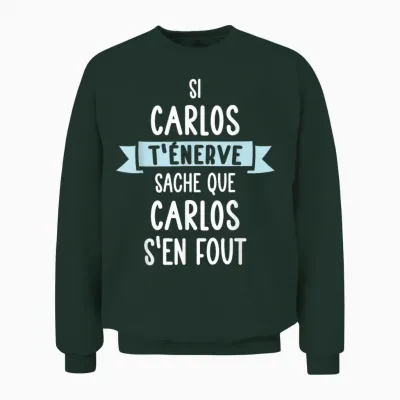 Gift Man Humor Name Personalized Carlos T-Shirt, Black, S Unisex Sweatshirt - Forest