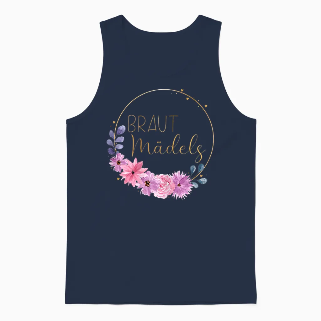 Braut Mädels Junggesellenabschied Hochzeit Rosa Blumen Unisex Tank Top in Navy