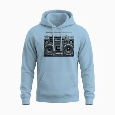 Ghetto Blaster Lecteur Cassette Rétro Années 80 90 Unisex Hoodie - Light Blue