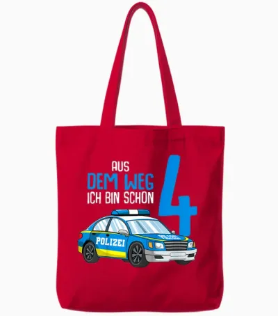 4. Geburtstag Polizei 4 Jahre Kinder Junge Tote Bags - Red