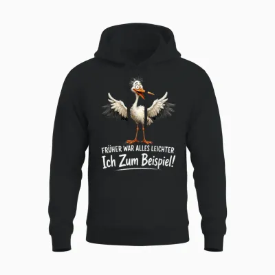 Früher War Alles Leichter Ich Zum Beispiel Lustiges Möwe Unisex Hoodie - Black