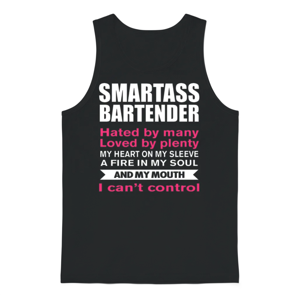 Funny Bartender T-Shirt Smartass Bartender Unisex Tank Top - Black
