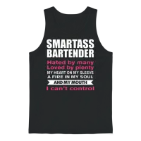 Funny Bartender T-Shirt Smartass Bartender Unisex Tank Top - Black – 1