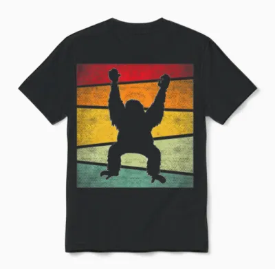 Orang Utan Retro Unisex T-Shirt - Black