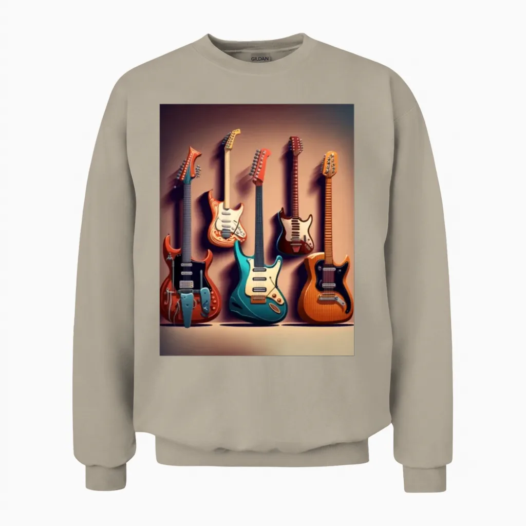 Electric Guitar Collection Cool Electric Guitars Unisex Sweatshirt in Sand