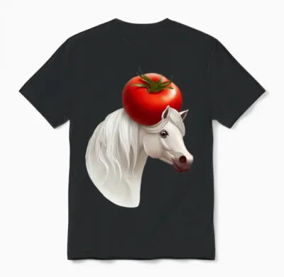 Tomato Head Horse Unisex T-Shirt - Black