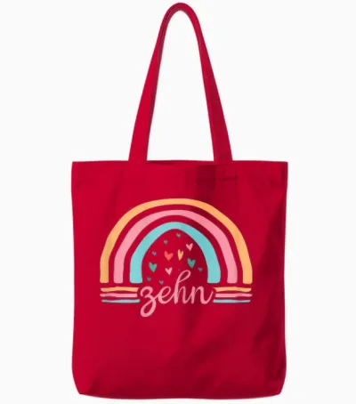 10. Geburtstag Süßes Regenbogen Mädchen 10 Jahre Alt Tote Bags - Red