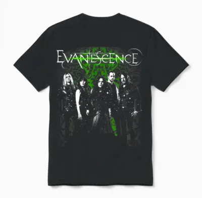 Evanescence Band Photo Green Unisex T-Shirt - Black