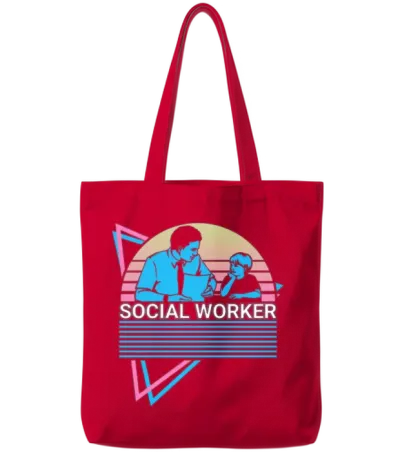 Social Worker Retro Tote Bags - Red