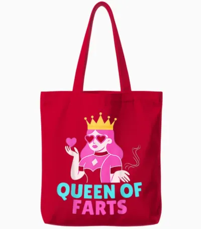 Queen of Farts Inappropriate Embarrassing Playing Card Tote Bags - Red