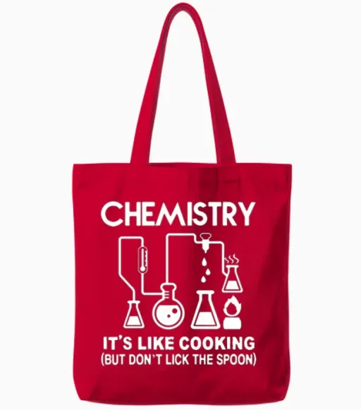Chemistry - Chemistry- It's Like Cooking Tote Bags in Red