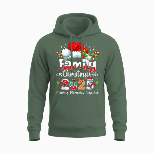 Family Christmas 2025 Matching Outfit Xmas Squad Santa Unisex Hoodie - Military Green