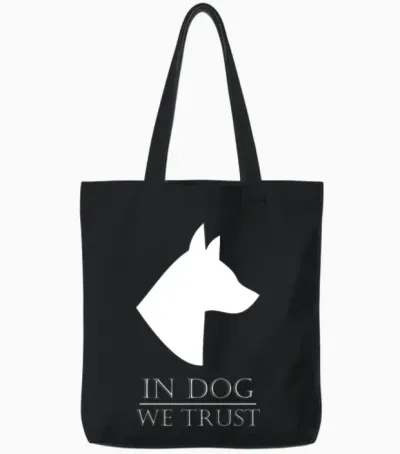 In Dog We Trust Tote Bags - Black