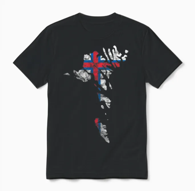 Faroe Islands Silhouette Faroese Flag Scandinavia Unisex T-Shirt in Black
