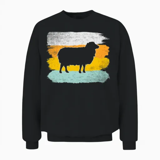 Sheep Retro Unisex Sweatshirt - Black