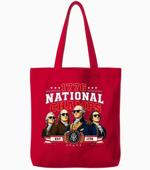 1776 National Champs Presidents Usa American 4th of July Tote Bags - Red