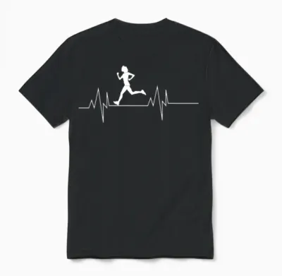 Running Woman Heartbeat Unisex T-Shirt - Black